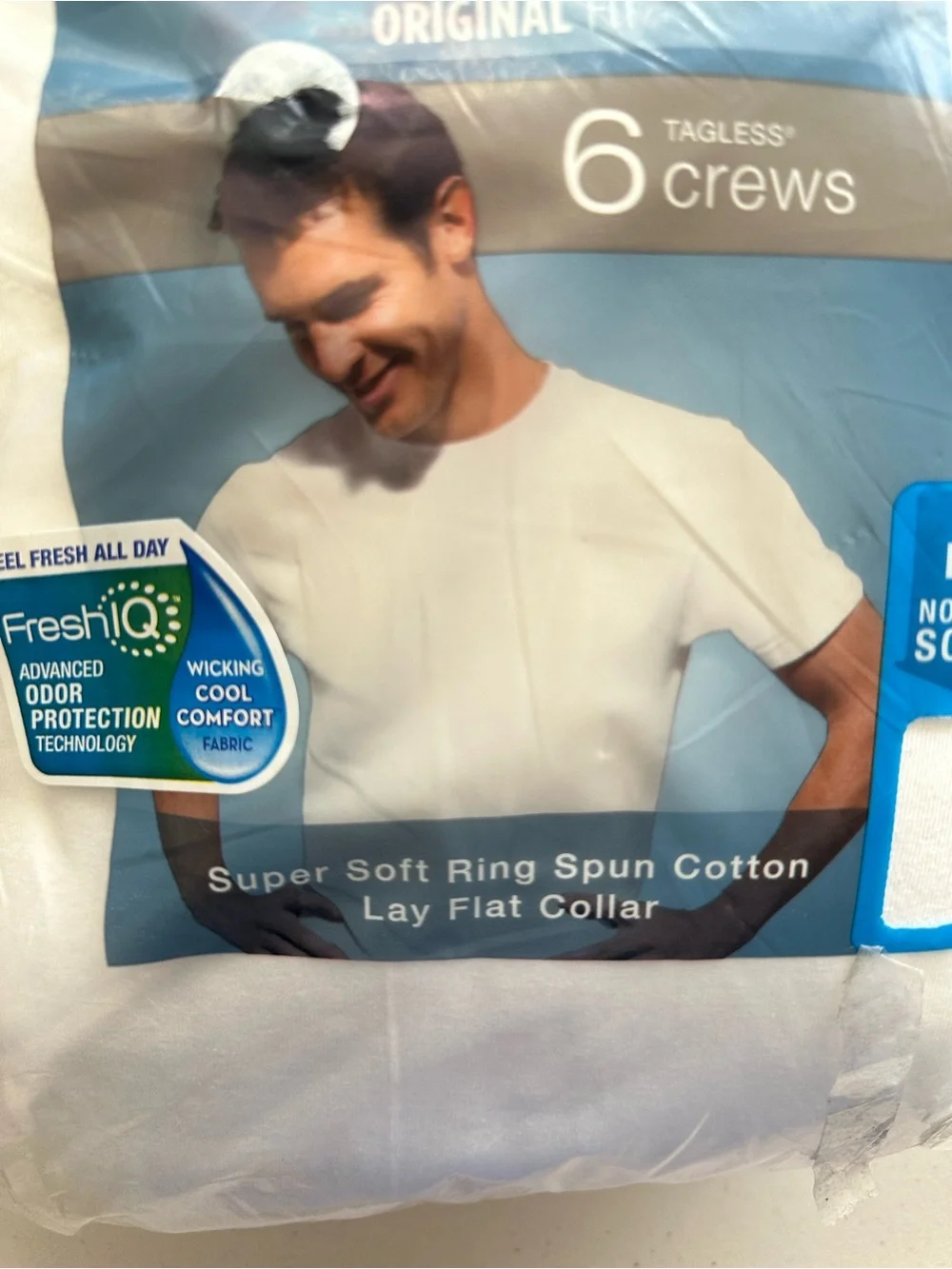 Hanes Premium White & Blue Crew Undershirts - 6 Pack Value Pack